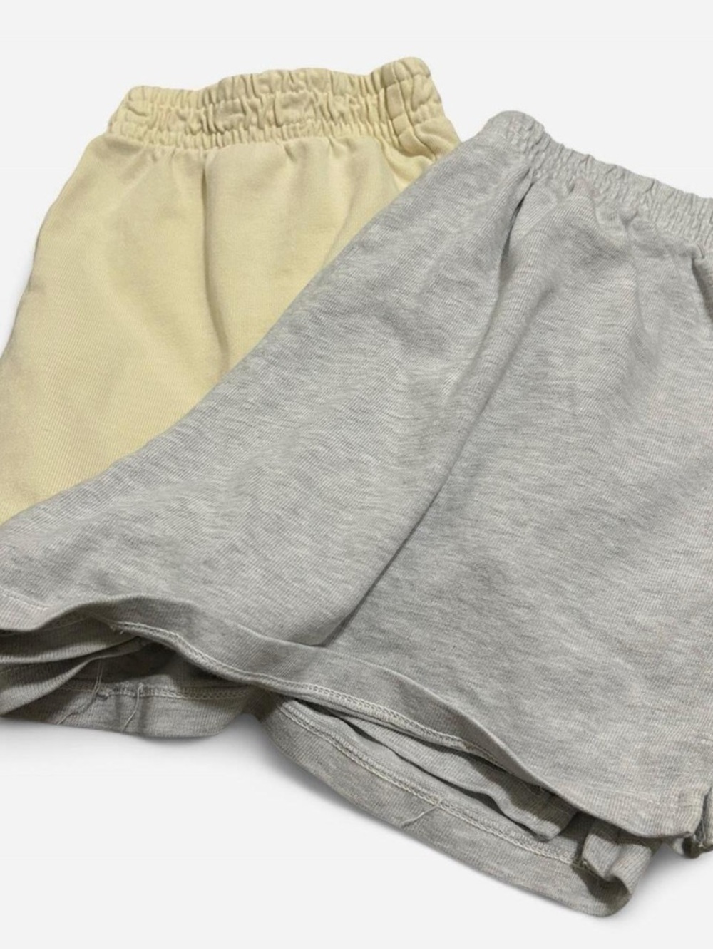 Brandy Melville Elastic Waist Shorts in Butter Yellow & Light Gray